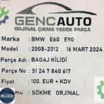 BMW E60 E90 BAGAJ KİLİDİ SÖKME ORJİNAL OEM 51247840617