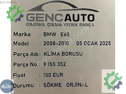 BMW 2 Serisi Klima Borusu 9155352 çıkma parça