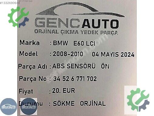 BMW 3 Serisi ABS Sensörü 34526771702 çıkma parça