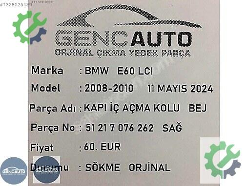 BMW 3 Serisi Kapı Kolu 51217076262 çıkma parça