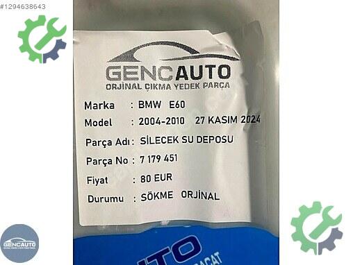 BMW 5 Serisi Silecek Suyu Deposu 7179451 çıkma parça