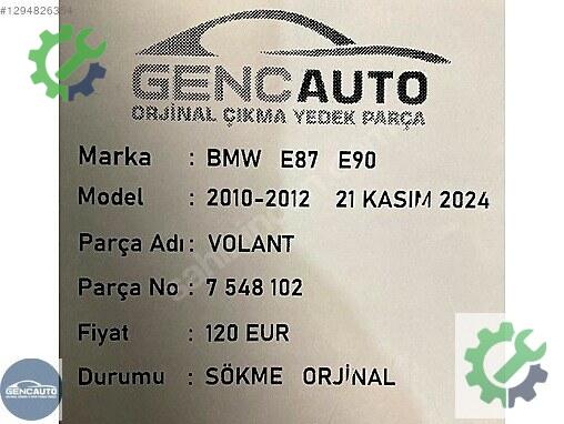 BMW 3 Serisi Volant 7548102 çıkma parça