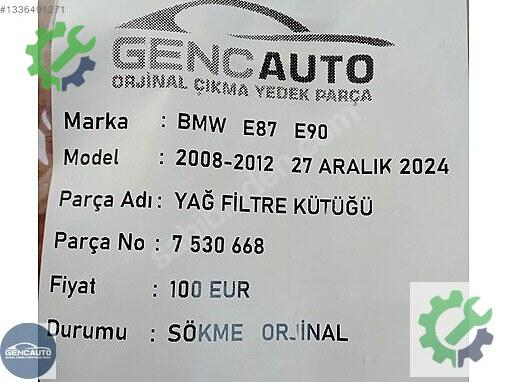 BMW 5 Serisi Yağ Filtresi 7530668 çıkma parça