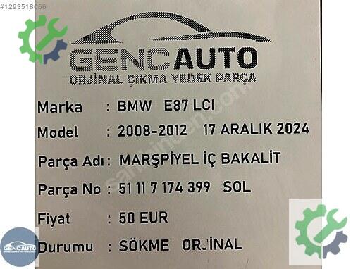 BMW 1 Serisi Bakalit 51117174399 çıkma parça