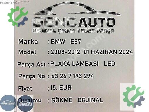 Diğer Plaka Lambası 63267193294 çıkma parça