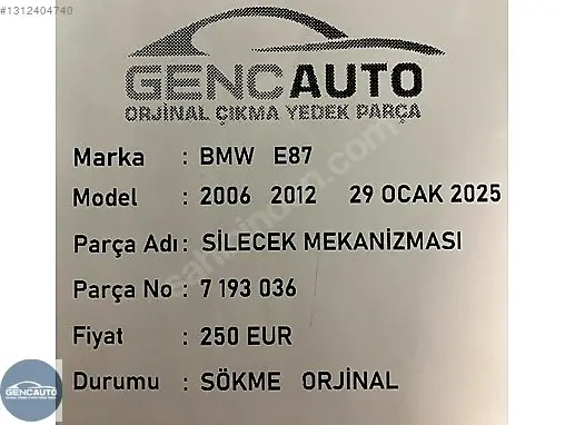 BMW 5 Serisi Silecek Mekanizması 7193036 çıkma parça