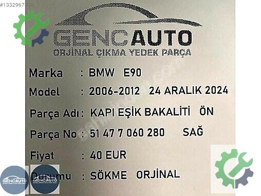 BMW 3 Serisi Bakalit 51477060280 çıkma parça