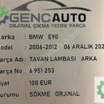BMW E90 TAVAN LAMBASI ARKA SÖKME ORJİNAL 6951253