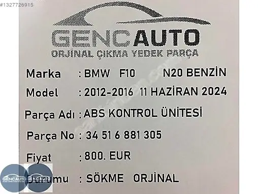 BMW 5 Serisi ABS Pompası 34516881305 çıkma parça