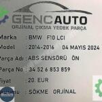 BMW F10 ABS SENSÖRÜ ÖN SÖKME ORJİNAL OEM 34526853859