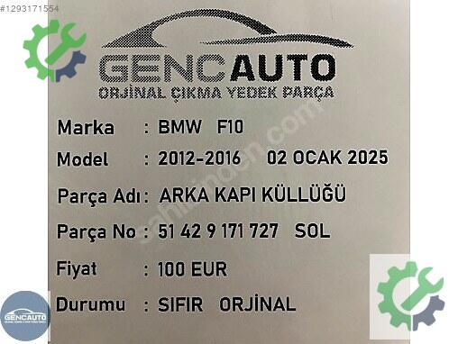 BMW 5 Serisi Bakalit 51429171727 çıkma parça