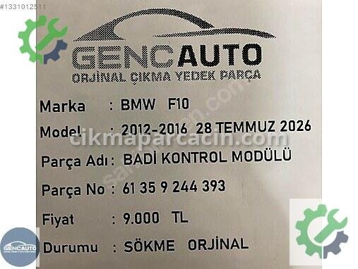 BMW 5 Serisi Beyin 61359244393 çıkma parça