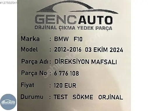 BMW 5 Serisi Direksiyon Mili 6776108 çıkma parça