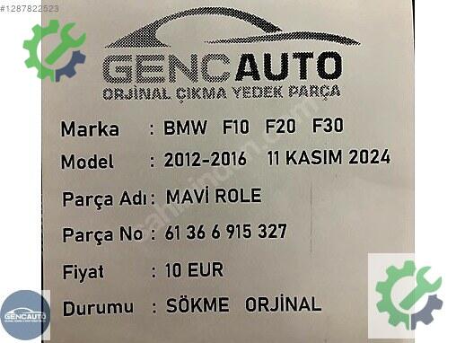BMW 5 Serisi Röle 61366915327 çıkma parça