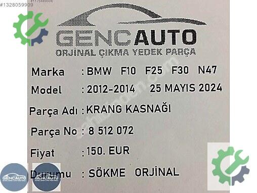 BMW 5 Serisi Krank Kasnağı 8512072 çıkma parça