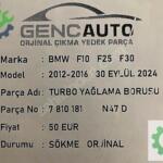 BMW F10 F25 F30 TURBO YAĞLAMA BORUSU SÖKME ORJİNAL 7810181 N47 D