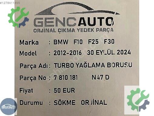 BMW 5 Serisi Yağlama Borusu 7810181 çıkma parça