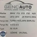 BMW F10 F25 F30 TURBO YAĞLAMA BORUSU SÖKME ORJİNAL OEM 8513613