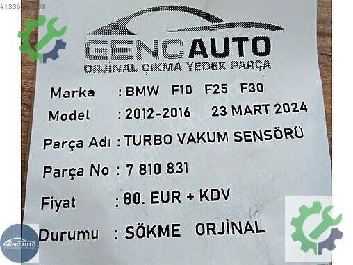 BMW 5 Serisi Turbo 7810831 çıkma parça