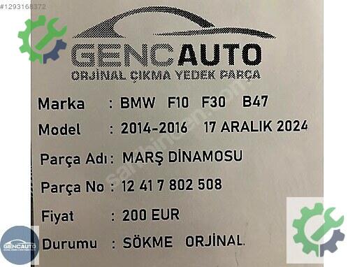 BMW 5 Serisi Marş Motoru 12417802508 çıkma parça