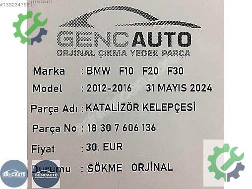 BMW 5 Serisi Katalizör 18307606136 çıkma parça