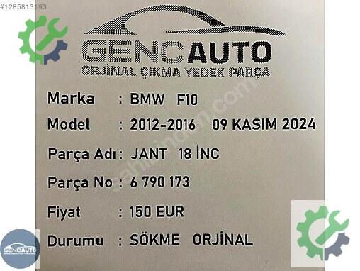 BMW Jant 6790173 çıkma parça