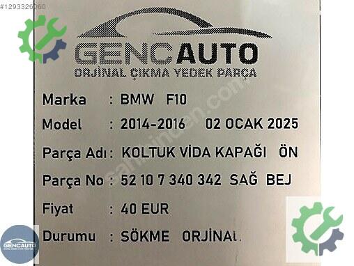 BMW 5 Serisi Bakalit 52107340342 çıkma parça