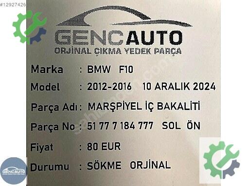 BMW 5 Serisi Bakalit 51777204022 çıkma parça