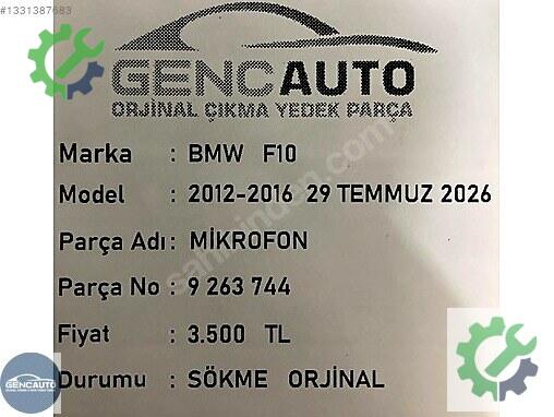 BMW 5 Serisi Mikrofon 9263744 çıkma parça