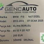 BMW F10 N47 DİZEL KLİMA BORUSU SÖKME ORJİNAL 64539201927
