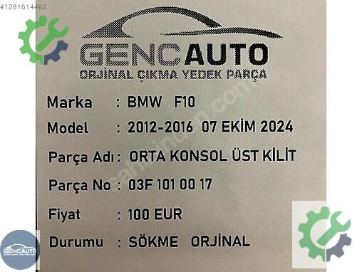 BMW 5 Serisi Kapı Kilidi 03F1010017 çıkma parça