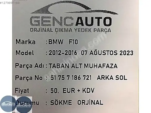BMW 5 Serisi Bakalit 51757186721 çıkma parça