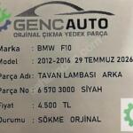 BMW F10 TAVAN LAMBASI ARKA SÖKME ORJİNAL 65703000 SİYAH