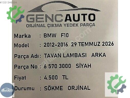BMW 5 Serisi Arka Tavan Lambası 65703000 çıkma parça