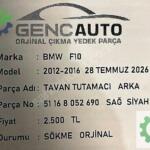 BMW F10 TAVAN TUTAMACI SÖKME ORJİNAL 51168052689 SİYAH