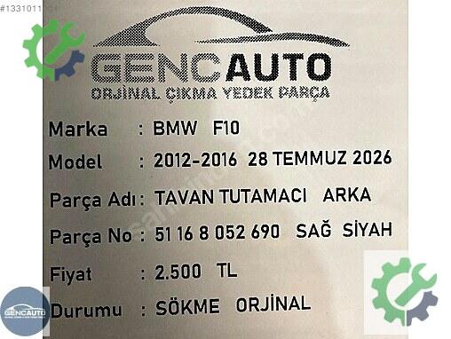 BMW 5 Serisi Kapı Kolu 51168052689 çıkma parça