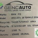 BMW F10 TAVAN TUTAMACI SÖKME ORJİNAL 51168052689 SİYAH