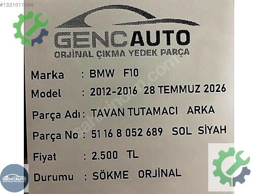 BMW 5 Serisi Kapı Kolu 51168052689 çıkma parça