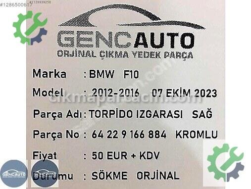 BMW 5 Serisi Panjur 64229166884 çıkma parça