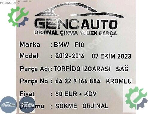 BMW 5 Serisi Panjur 64229166884 çıkma parça