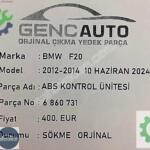 BMW F20 ABS KONTROL ÜNİTESİ SÖKME ORJİNAL OEM 6860731