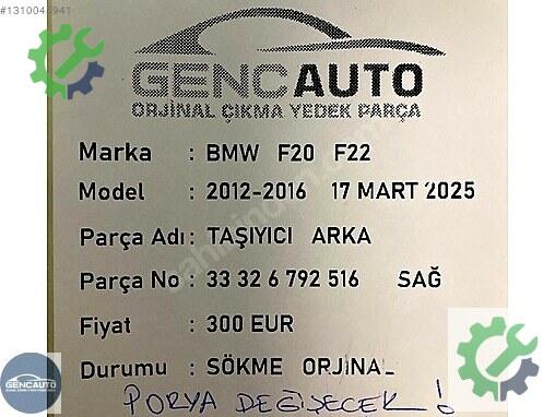 BMW 2 Serisi Sağ Taşıyıcı 33326792516 çıkma parça