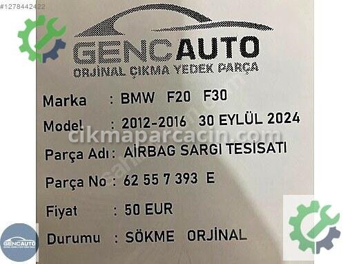 BMW 3 Serisi Airbag Sargısı 62557393E çıkma parça