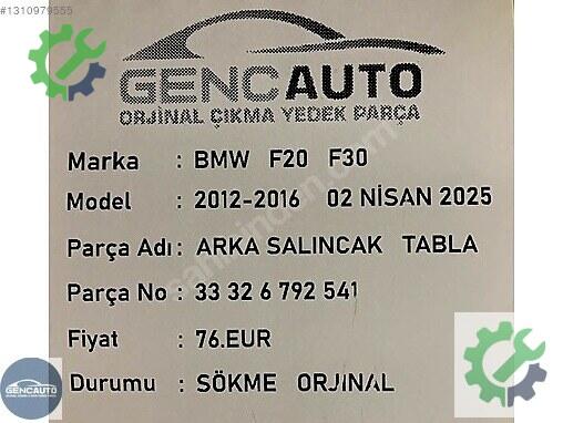 BMW 5 Serisi Salıncak (Alt Tabla) 33326792541 çıkma parça