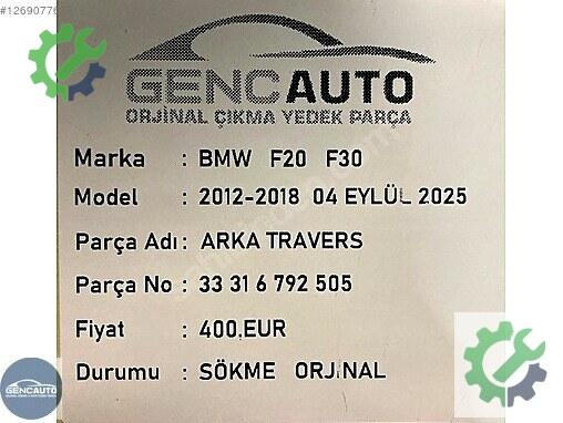 BMW 3 Serisi Arka Travers 33316792505 çıkma parça