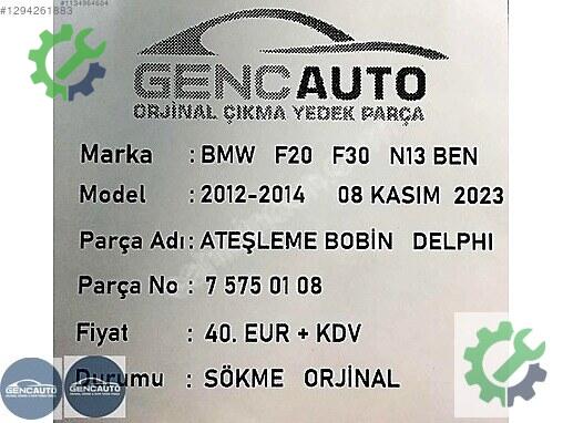 BMW 5 Serisi Ateşleme Bobini 75750108 çıkma parça