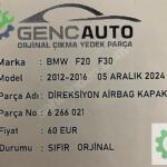 BMW F20 F30 DİREKSİYON AİRBAG KAPAK SIFIR ORJİNAL 6266021