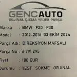 BMW F20 F30 DİREKSİYON MAFSALI SÖKME ORJİNAL 6791295