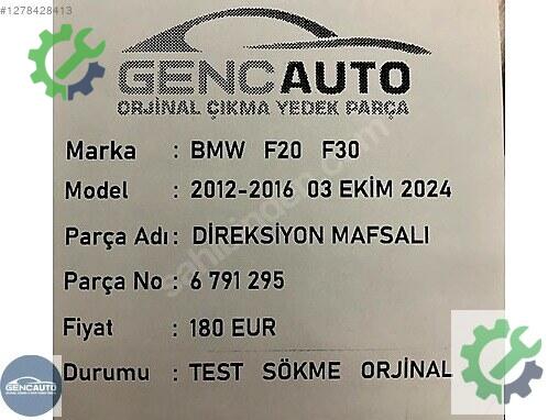 BMW 3 Serisi Direksiyon Mili 6791295 çıkma parça