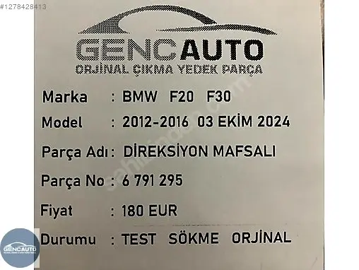 BMW 3 Serisi Direksiyon Mili 6791295 çıkma parça